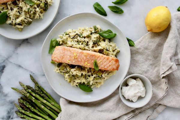 grilled-salmon-on-lemon-basil-orzo
