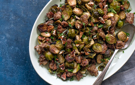 marinated-brussel-sprouts-with-sausage