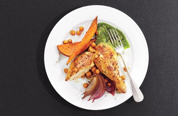 roasted-chicken-with-sweet-potatoes-and-chickpeas
