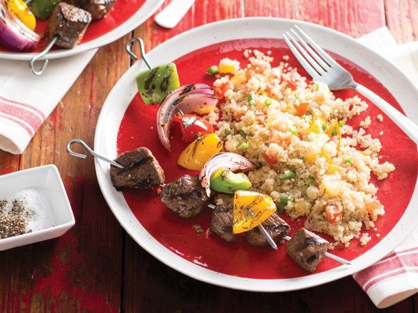 sirloin-steak-and-vegetable-kabobs-with-quinoa-salad