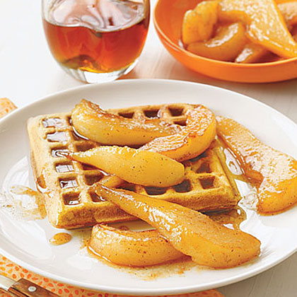 spiced-waffles-with-sauteed-pears