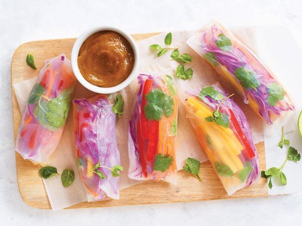 veggie-rainbow-spring-rolls-with-homemade-peanut-sauce
