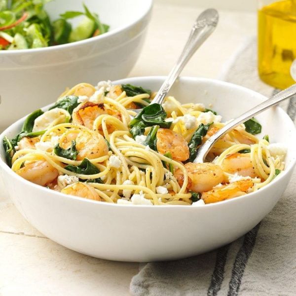 Citrus Shrimp with Artichoke Rosemary Linguini