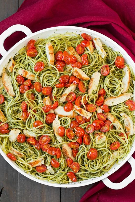 Tomato Basil Fettuccini with Pesto Chicken